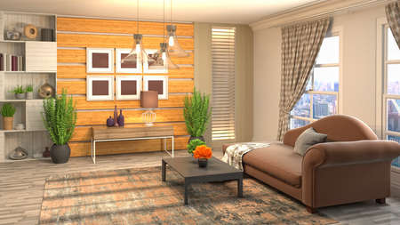 Interior of the living room. 3D illustration.の写真素材