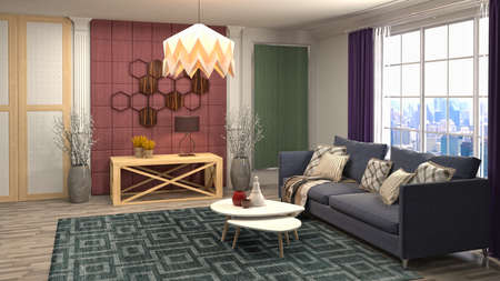 Interior of the living room. 3D illustration.の写真素材