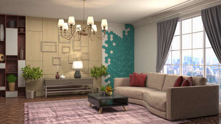 Interior of the living room. 3D illustration.の写真素材