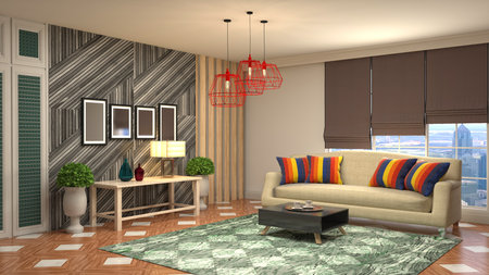 Interior of the living room. 3D illustration.の写真素材