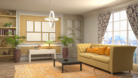 Interior of the living room. 3D illustration.の写真素材