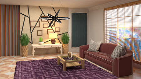Interior of the living room. 3D illustration.の写真素材