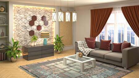Interior of the living room. 3D illustration.の写真素材