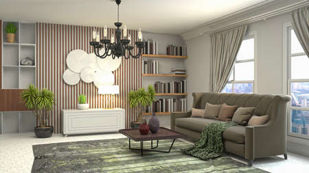 Interior of the living room. 3D illustration.の写真素材