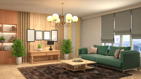 Interior of the living room. 3D illustration.の写真素材