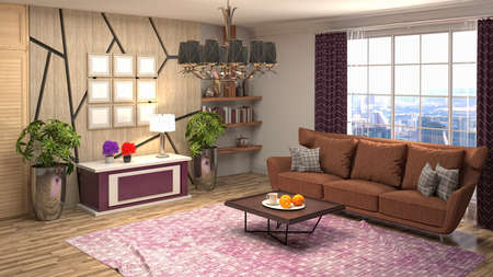 Interior of the living room. 3D illustration.の写真素材
