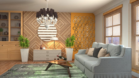 Interior of the living room. 3D illustration.の写真素材