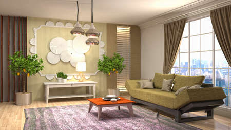 Interior of the living room. 3D illustration.の写真素材