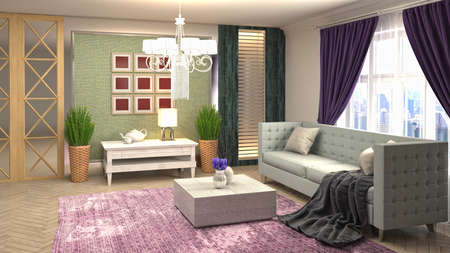 Interior of the living room. 3D illustration.の写真素材