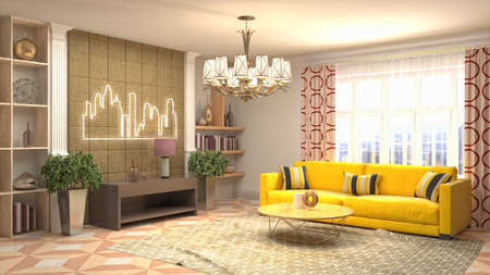 Interior of the living room. 3D illustration.の写真素材