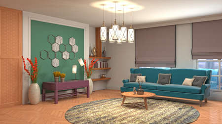 Interior of the living room. 3D illustration.の写真素材