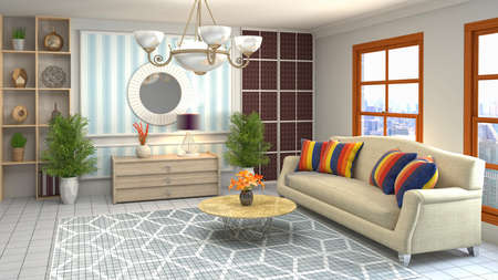 Interior of the living room. 3D illustration.の写真素材