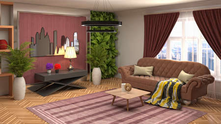 Interior of the living room. 3D illustration.の写真素材