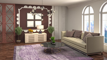 Interior of the living room. 3D illustration.の写真素材