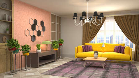 Interior of the living room. 3D illustration.の写真素材