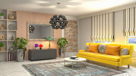 Interior of the living room. 3D illustration.の写真素材