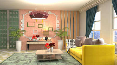 Interior of the living room. 3D illustration.の写真素材