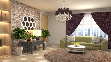 Interior of the living room. 3D illustration.の写真素材