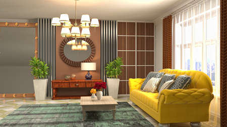 Interior of the living room. 3D illustration.の写真素材
