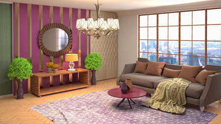 Interior of the living room. 3D illustration.の写真素材