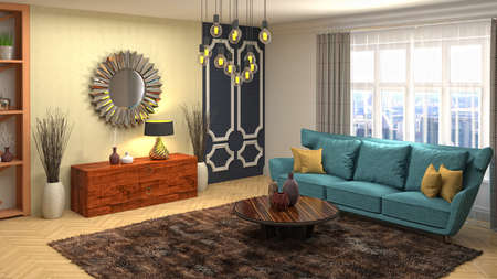 Interior of the living room. 3D illustration.の写真素材