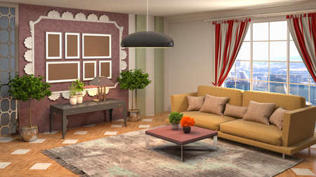 Interior of the living room. 3D illustration.の写真素材
