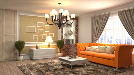 Interior of the living room. 3D illustration.の写真素材