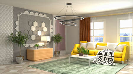 Interior of the living room. 3D illustration.の写真素材