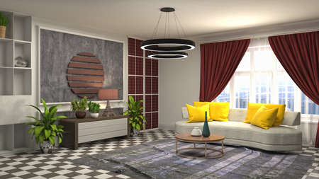 Interior of the living room. 3D illustration.の写真素材