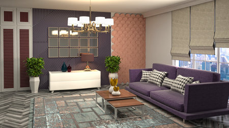 Interior of the living room. 3D illustration.の写真素材