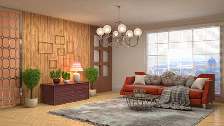Interior of the living room. 3D illustration.の写真素材