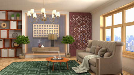 Interior of the living room. 3D illustration.の写真素材