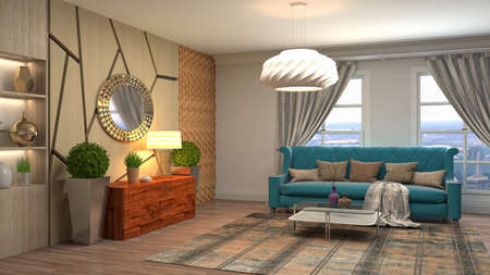 Interior of the living room. 3D illustration.の写真素材