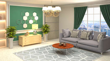 Interior of the living room. 3D illustration.の写真素材