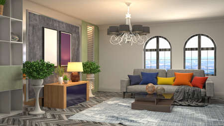 Interior of the living room. 3D illustration.の写真素材