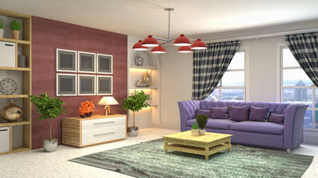 Interior of the living room. 3D illustration.の写真素材