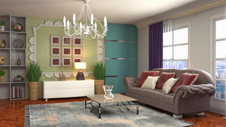 Interior of the living room. 3D illustration.の写真素材