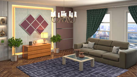 Interior of the living room. 3D illustration.の写真素材