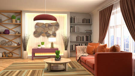 Interior of the living room. 3D illustration.の写真素材
