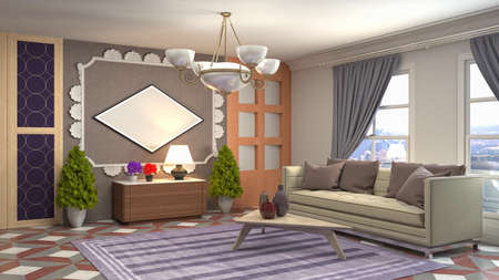 Interior of the living room. 3D illustration.の写真素材