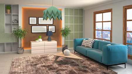 Interior of the living room. 3D illustration.の写真素材