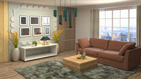 Interior of the living room. 3D illustration.の写真素材