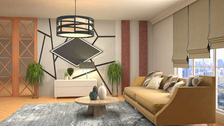 Interior of the living room. 3D illustration.の写真素材