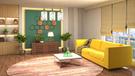 Interior of the living room. 3D illustration.の写真素材