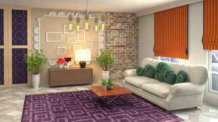 Interior of the living room. 3D illustration.の写真素材