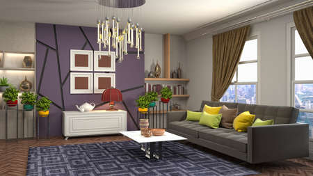Interior of the living room. 3D illustration.の写真素材