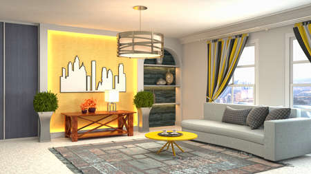 Interior of the living room. 3D illustration.の写真素材