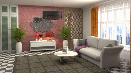 Interior of the living room. 3D illustration.の写真素材