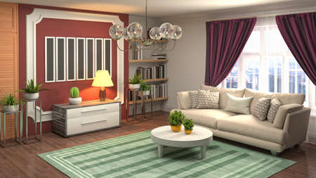 Interior of the living room. 3D illustration.の写真素材
