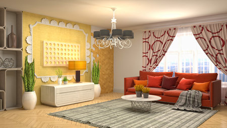 Interior of the living room. 3D illustration.の写真素材
